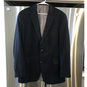 Hart Schaffner Marx Sport Coat Blazer Jacket 42L Blue Solid Two Button